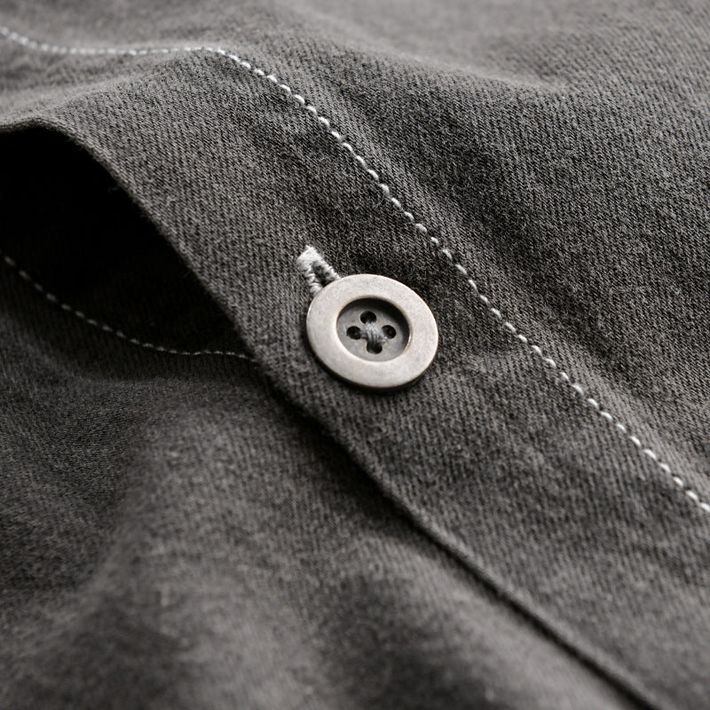 Herren Gewaschenes Denim-Overshirt im Workwear-Look mit Kontrastnähten Nord Taschen