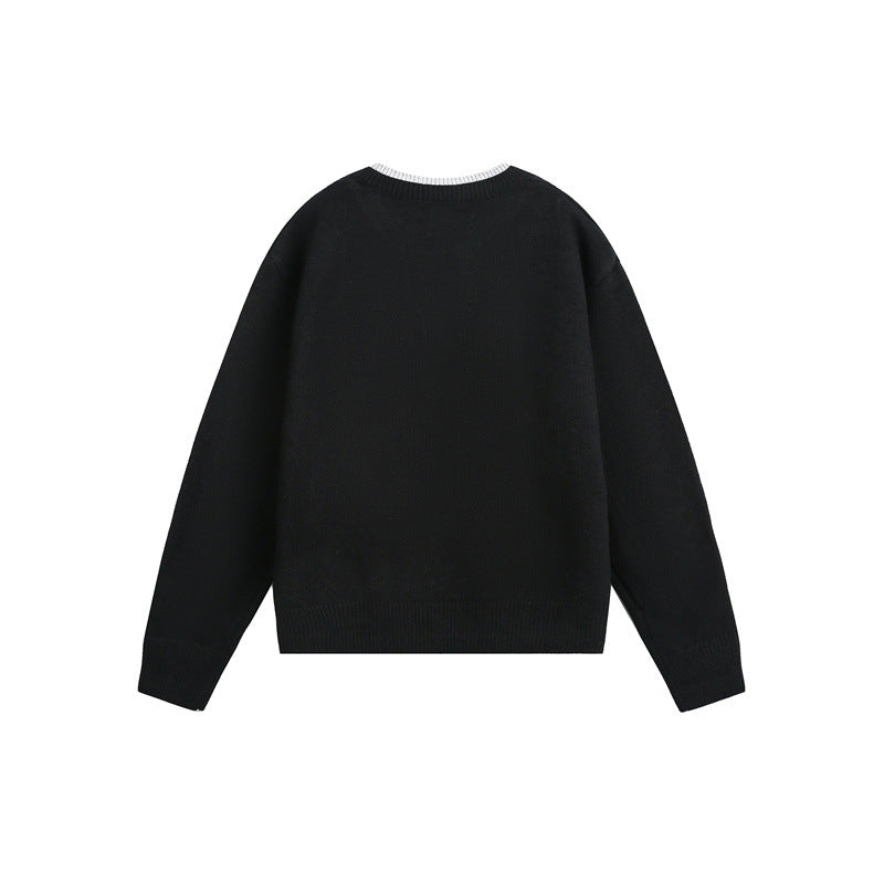 Unisex Grobgestrickter Pullover mit V‑Knopfleiste und Lagenkragen Nord Taschen