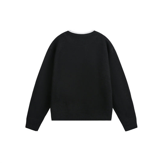 Unisex Grobgestrickter Pullover mit V‑Knopfleiste und Lagenkragen Nord Taschen