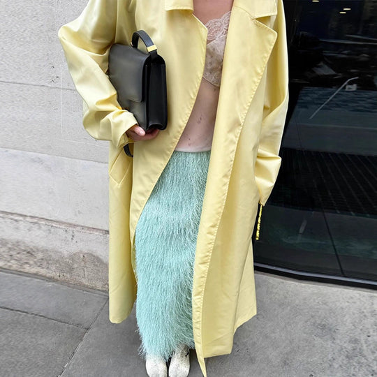 Damen Maxilanger Oversize-Mantel im Cocoon-Schnitt mit verdeckter Knopfleiste Nord Taschen