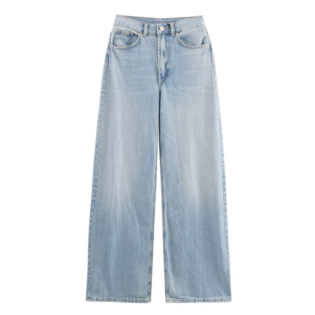 Damen Jeans mit hohem Bund und weitem Bein Nord Taschen