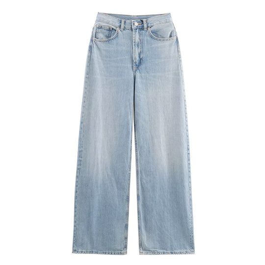 Damen Jeans mit hohem Bund und weitem Bein Nord Taschen