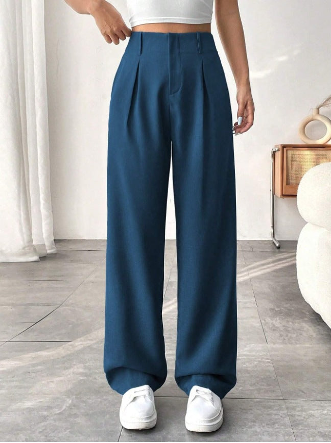 Damen Elegante Bundfaltenhose mit weitem Schnitt