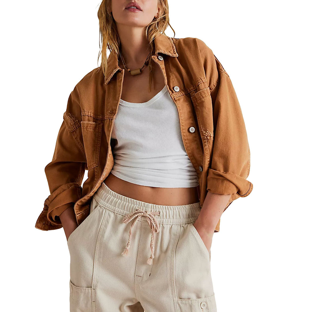 Damen lässige Jeansjacke im Oversized-Stil mit dekorativen Fransen Avellé