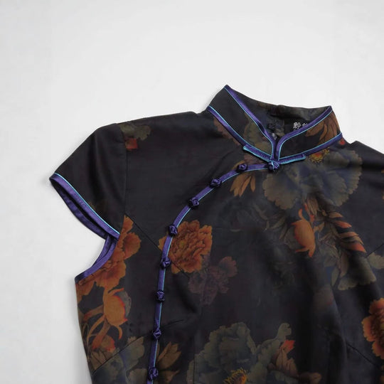 Damen Chinesische Seidenbluse mit floralem Muster Nord Taschen