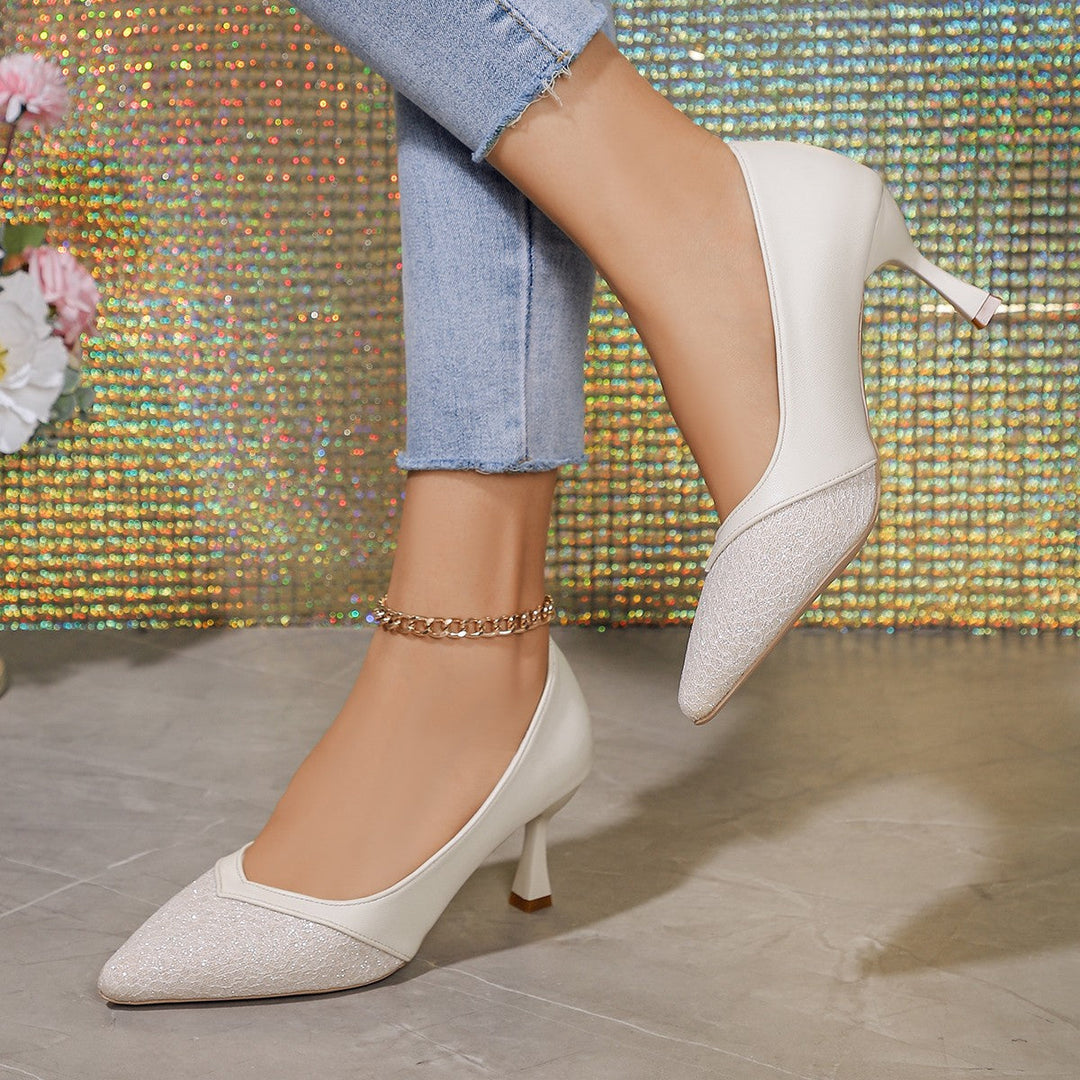 Damen elegante Kitten Heels mit funkelnden Details und komfortabler Einlegesohle Nord Taschen