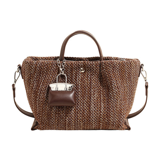 Damen stylische Strohtasche mit abnehmbarem Mini-Portemonnaie Nord Taschen