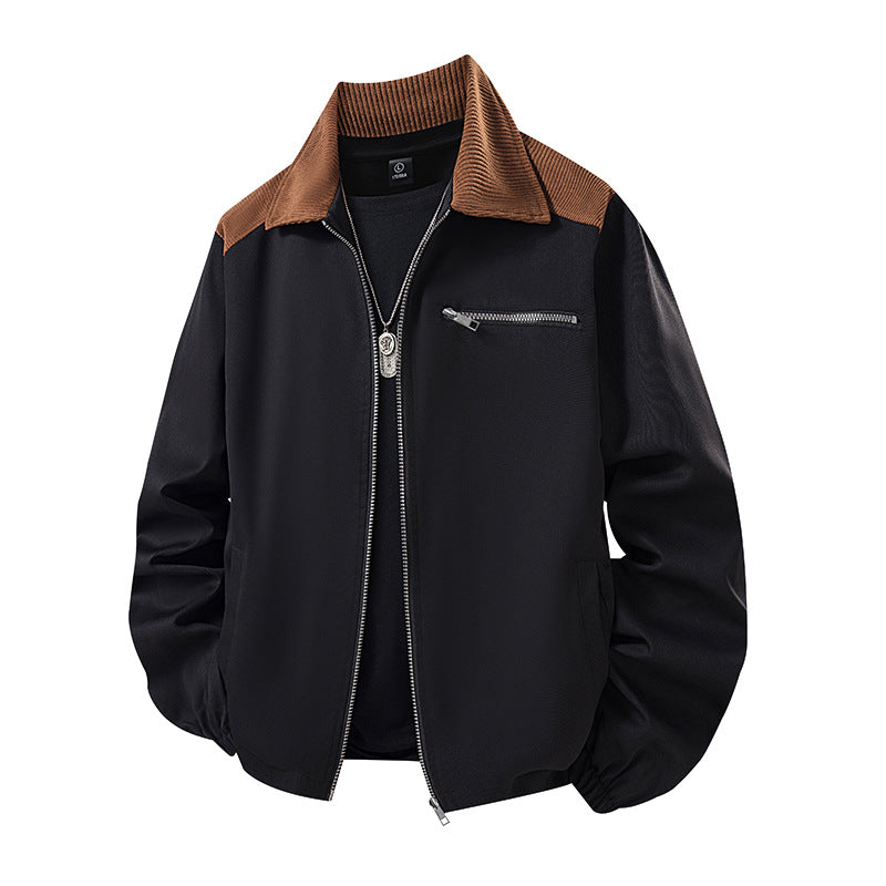 Herren Leichte City‑Bomberjacke mit Cordkragen, Zwei‑Wege‑Reißverschluss und Brust‑Zip Nord Taschen