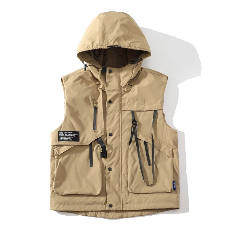 Herren funktionale Outdoor-Weste mit verstellbarem Kapuzendesign und vielseitigen Taschen Nord Taschen