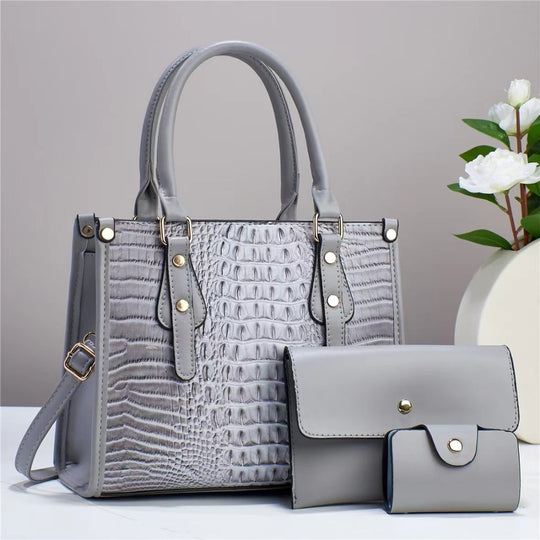 Damen elegante Handtasche im edlen Krokodil-Design mit abnehmbarer Clutch und praktischer Geldbörse Nord Taschen