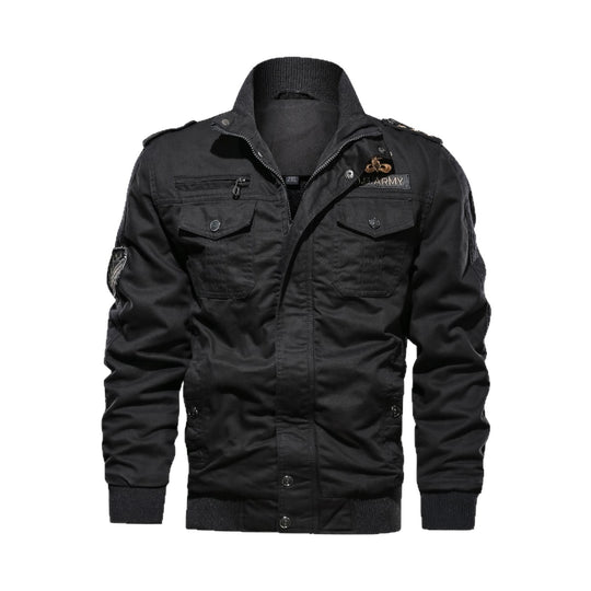 Herren Utility-Bomberjacke im Military-Stil mit Rippstehkragen und Mehrfachtaschen Nord Taschen