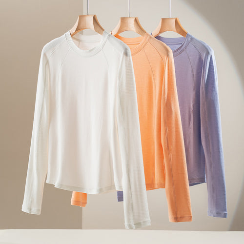Damen Leichtes Longsleeve-Feinstrickshirt mit Raglanärmeln und Rundhalsausschnitt Nord Taschen