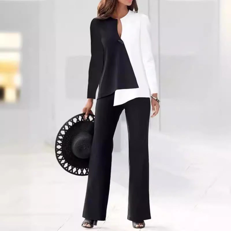 Damen Elegantes und modernes Hosenanzug-Set mit asymmetrischem Design