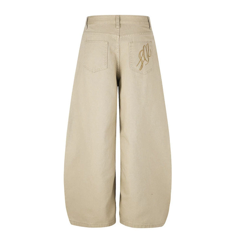 Damen Hochgeschnittene Palazzo‑Hose mit weitem Ballonbein und dekorativer Knopfleiste Nord Taschen