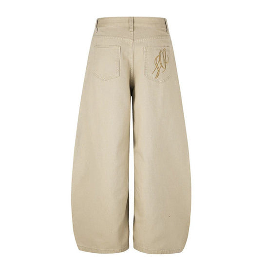 Damen Hochgeschnittene Palazzo‑Hose mit weitem Ballonbein und dekorativer Knopfleiste Nord Taschen