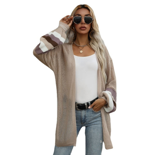 Damen Lässiger Strickcardigan mit weiten Ärmeln Nord Taschen