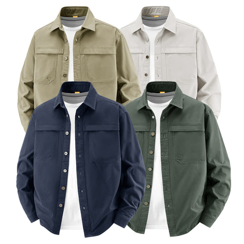 Herren Overshirt aus Baumwoll‑Twill mit zwei Brustklappen und relaxed Fit Nord Taschen