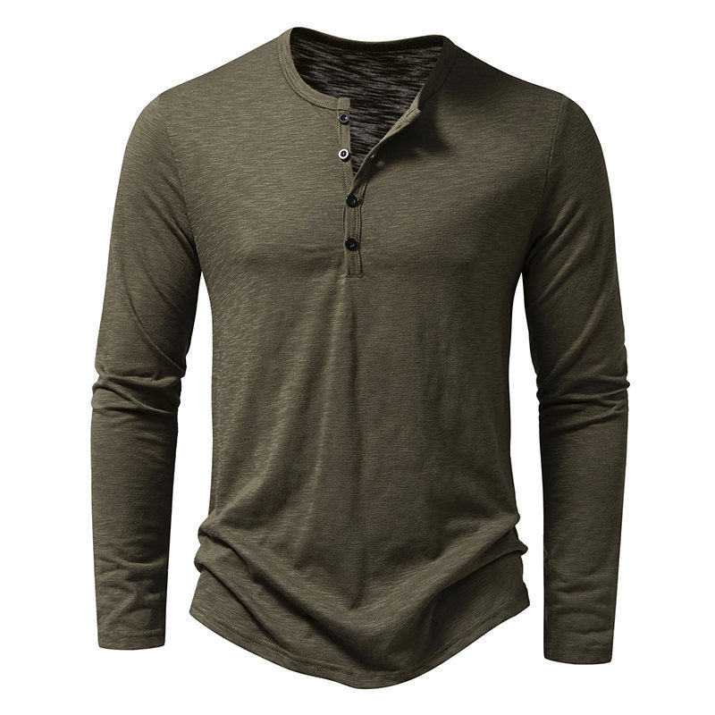 Herren Langarm-Henley-Shirt aus hochwertiger Baumwolle mit modernem Schnitt