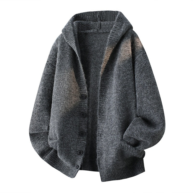 Herren Oversize-Strickcardigan mit Schalkragen, Knopfleiste und Eingrifftaschen Nord Taschen