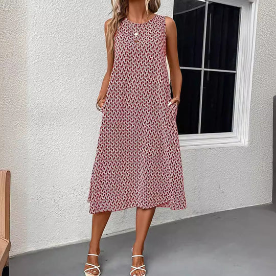 Damen lässiges Midi-Kleid mit asymmetrischem Schnitt und raffinierten Akzenten