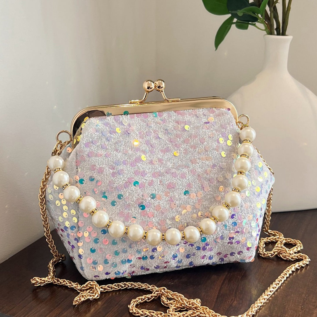 Damen Glamouröse Clutch-Tasche mit Perlenakzenten Nord Taschen