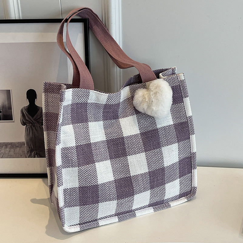 Damen modische Baumwolltasche im trendigen Karo-Design Nord Taschen