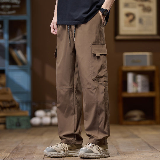 Herren Leichte Technical Cargo-Hose mit geradem Bein, Multifachtaschen und Kordelbund Nord Taschen