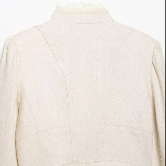 Damen Cropped Militärblouson mit Stehkragen, Zierknopfreihe und plissierten Ärmeln Nord Taschen