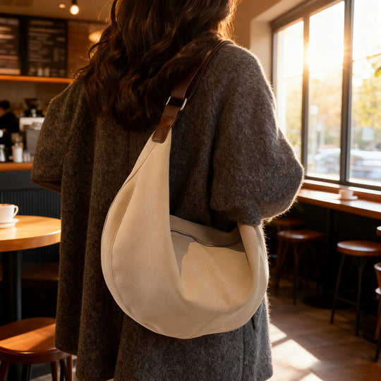 Damen lässige Hobo-Tasche aus weichem Veloursleder mit praktischen Fächern Nord Taschen
