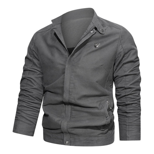 Herren Slim-Fit Canvas-Blouson mit Stehkragen, verdecktem Reißverschluss und Zipper-Taschen Nord Taschen