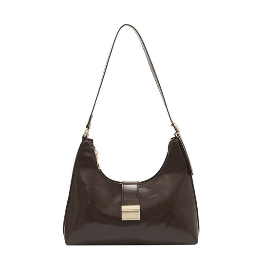 Damen elegante Handtasche mit glänzendem Obermaterial und innovativem Verschluss Nord Taschen