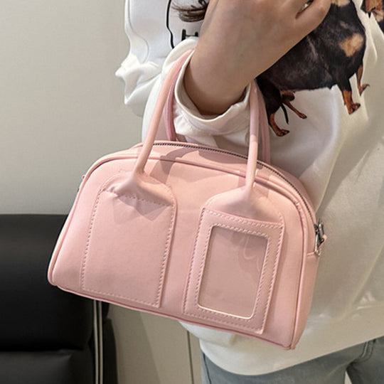 Damen Mini-Handtasche mit niedlichem Plüschanhänger und filigraner Schleifenverzierung Nord Taschen