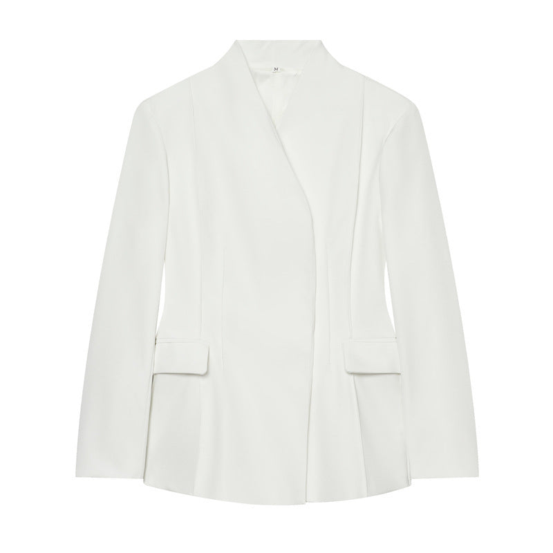 Damen Taillierter kragenloser Blazer mit Pattentaschen und feiner Teilungsnaht Nord Taschen