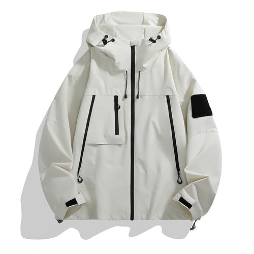 Damen wetterfeste Outdoor-Jacke mit praktischen Taschen und verstellbarer Kapuze