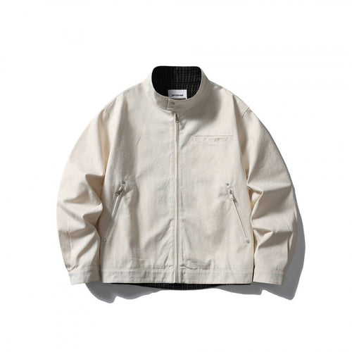 Herren leichte Baumwoll-Canvas Jacke mit Stehkragen und kariertem Innenfutter Nord Taschen