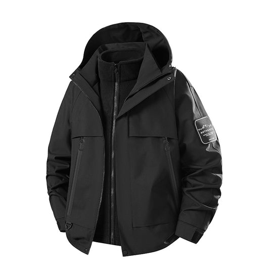 Herren multifunktionale Wasserfeste Softshell-Regenjacke mit abnehmbarer Fleece-Innenjacke Nord Taschen