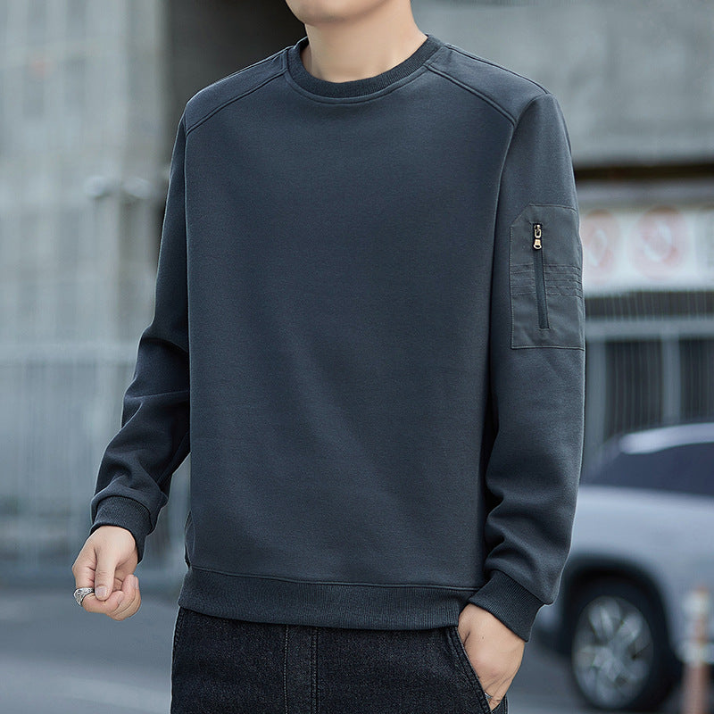 Herren Minimalistisches Sweatshirt mit Raglanärmeln und Reißverschluss-Ärmeltasche Nord Taschen