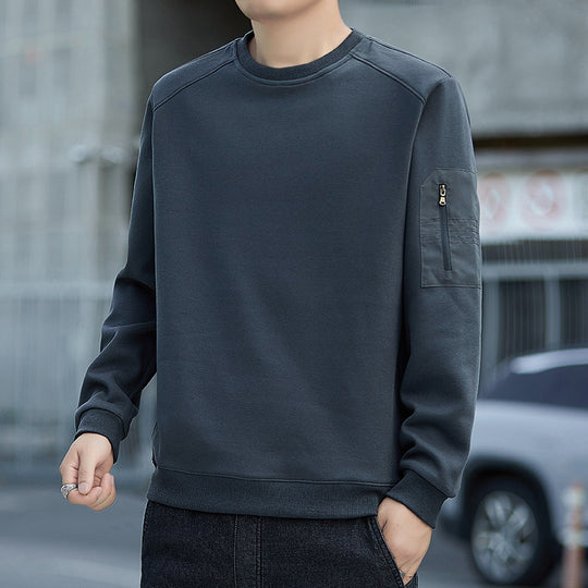 Herren Minimalistisches Sweatshirt mit Raglanärmeln und Reißverschluss-Ärmeltasche Nord Taschen