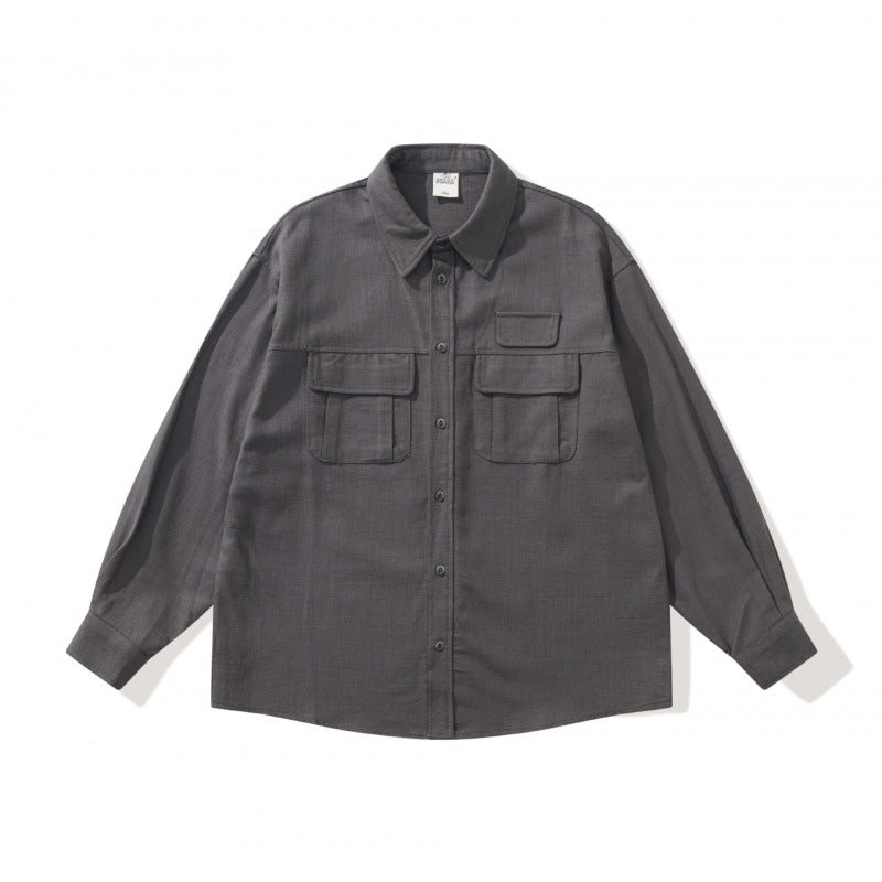 Unisex Boxy-Overshirtjacke im Utility‑Stil mit aufgesetzten Klappentaschen und Hemdkragen Nord Taschen