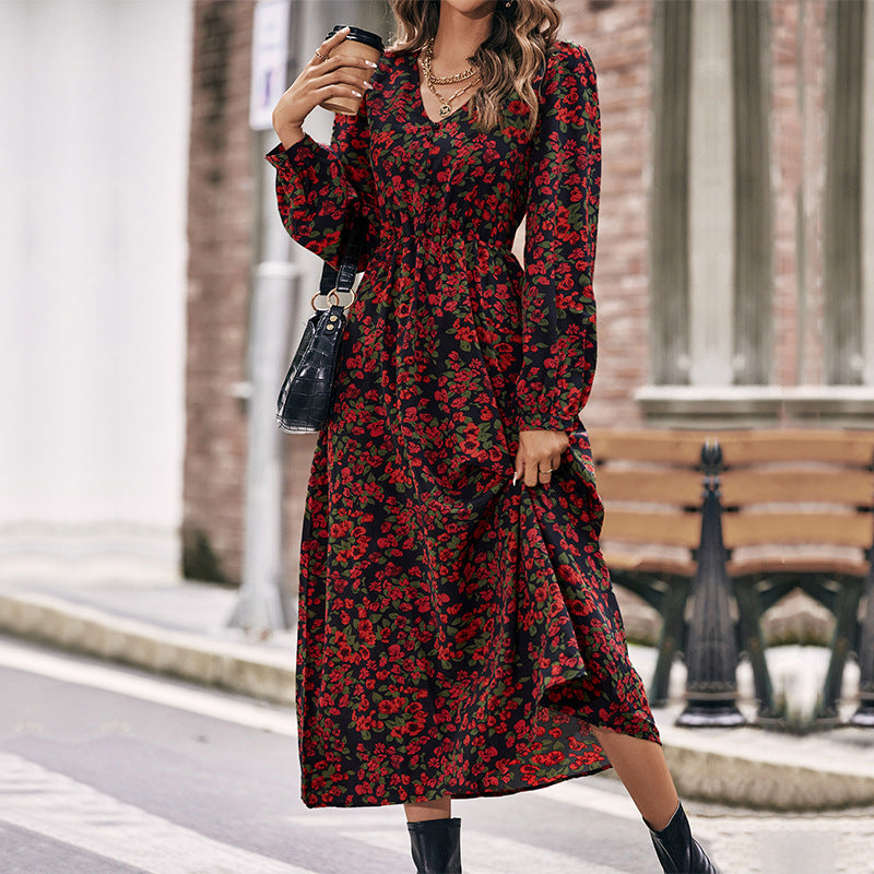 Damen Florales Maxi Kleid Nord Taschen