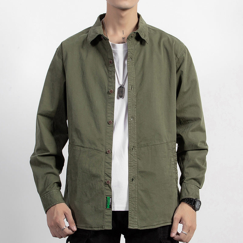 Herren leichtes Utility-Overshirt mit Knopfleiste und Hemdkragen Nord Taschen