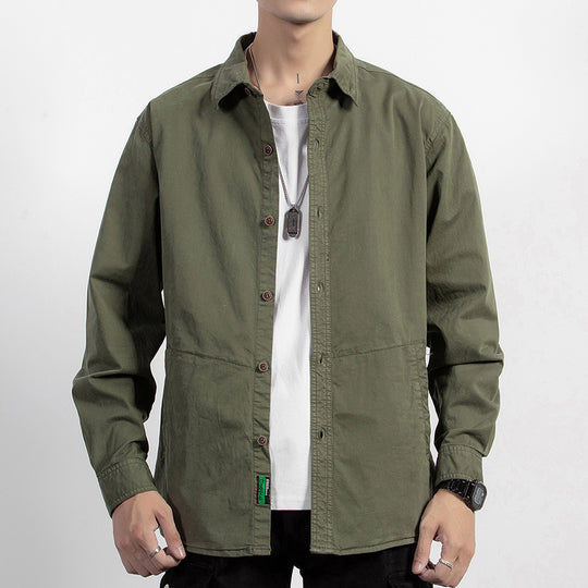 Herren leichtes Utility-Overshirt mit Knopfleiste und Hemdkragen Nord Taschen