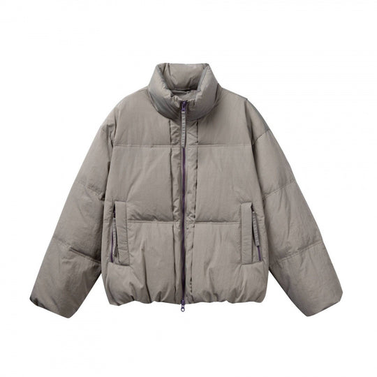 Damen Kurze Oversize-Steppjacke mit hohem Stehkragen und Kontrast-Reißverschluss Nord Taschen