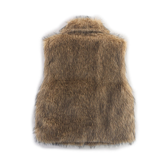 Damen Ärmellose Teddy‑Plüschweste mit hohem Stehkragen und dichtem Hochflor Nord Taschen
