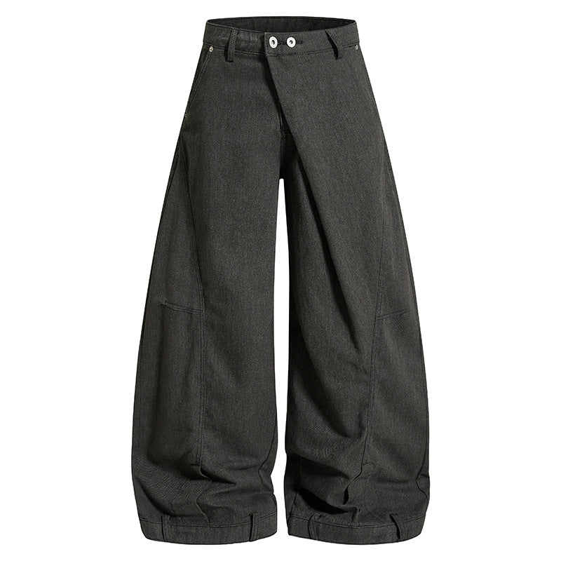 Damen Weite High‑Waist Culotte‑Cargo‑Ballonhose mit Drapierung und verstellbarem Saum Nord Taschen