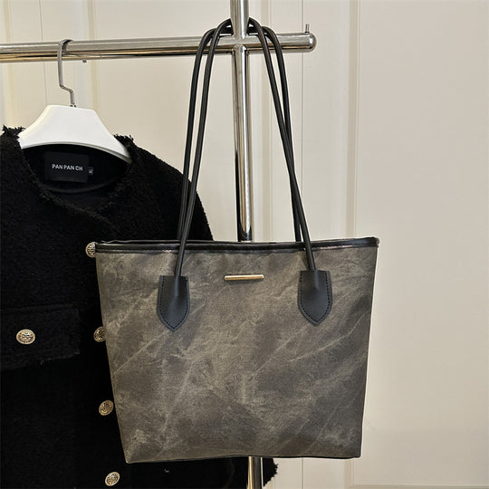 Damen Shopper-Tasche aus strapazierfähigem Canvas mit eleganten Ledergriffen Nord Taschen