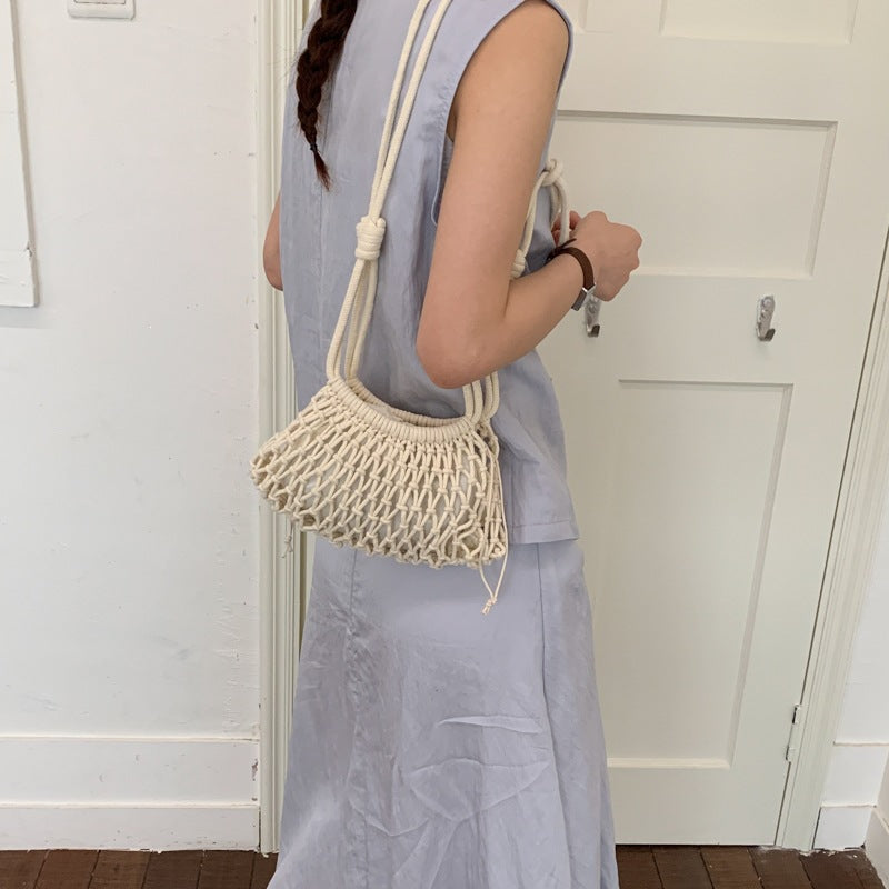 Damen Tragetasche mit stilvollem Makramee-Design Nord Taschen