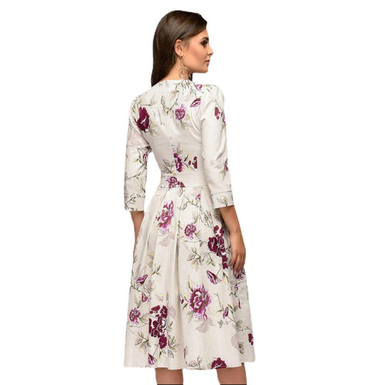 Damen Midikleid mit taillierter Silhouette und floraler Jacquardstruktur Nord Taschen