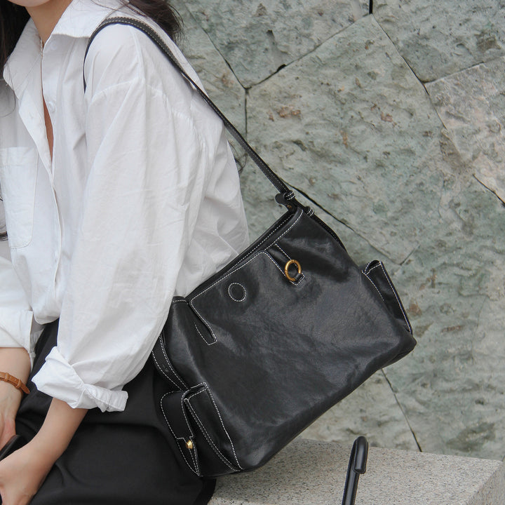 Damen handliche Schultertasche mit eleganten Strukturen Nord Taschen