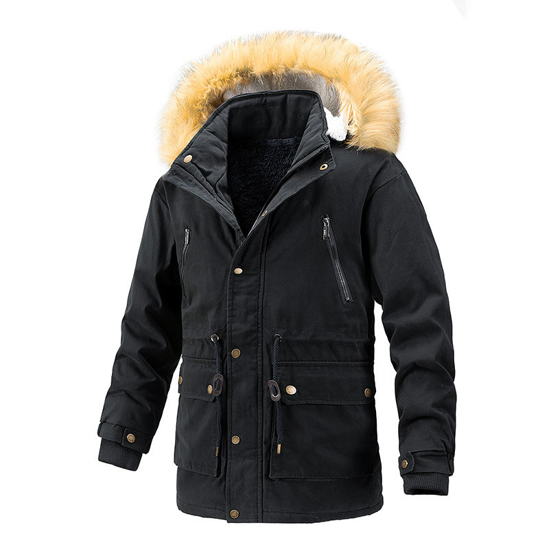 Herren Winterschutz-Parka mit wärmendem Teddyfutter abnehmbarer Kunstfellkapuze und verstärkten Utility-Taschen Nord Taschen